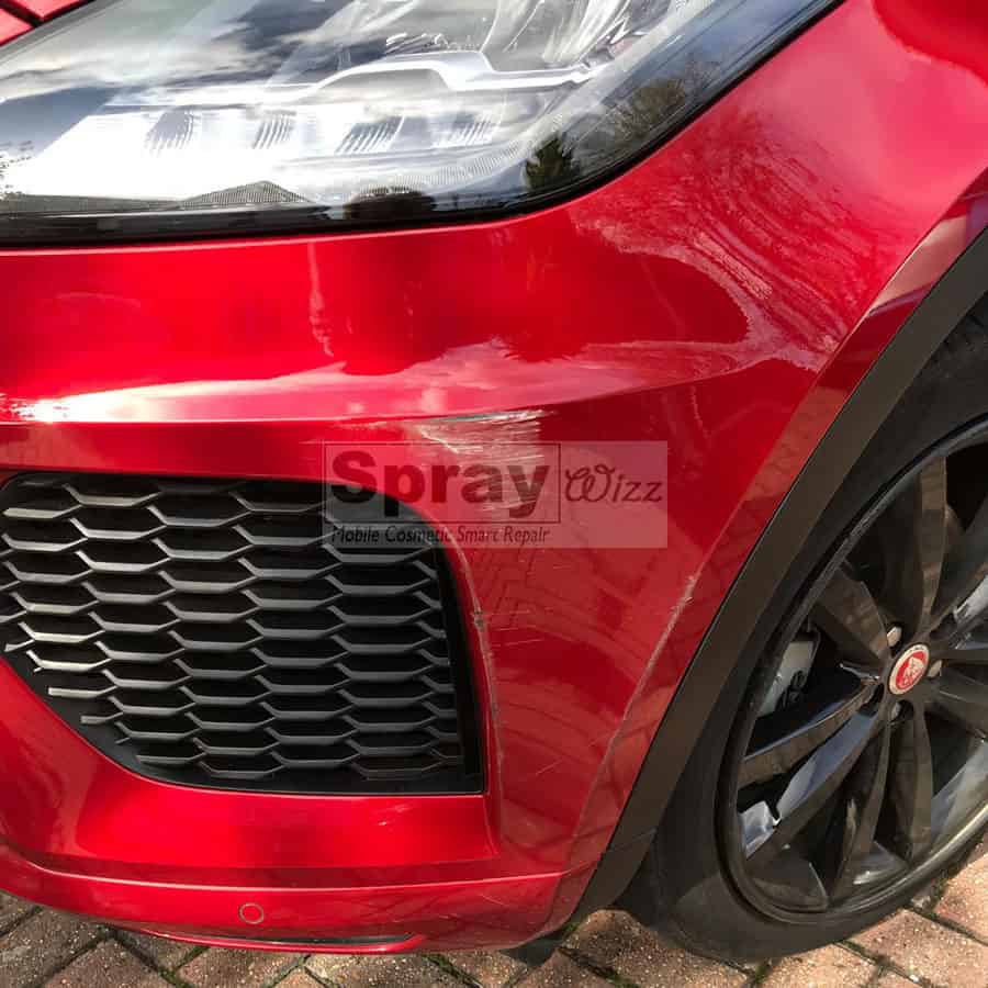 Jaguar bumper damage before repair
